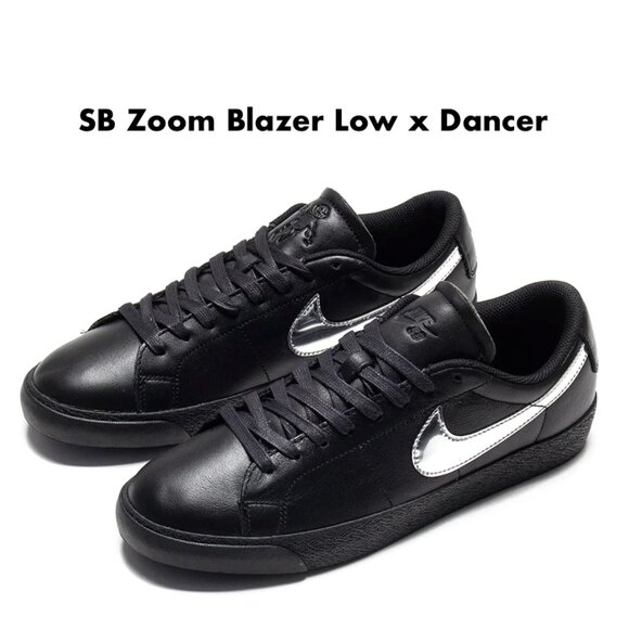 Dancer Skateboards x Nike Zoom Blazer Low SB Mens Black Silver - Picture 1 of 15